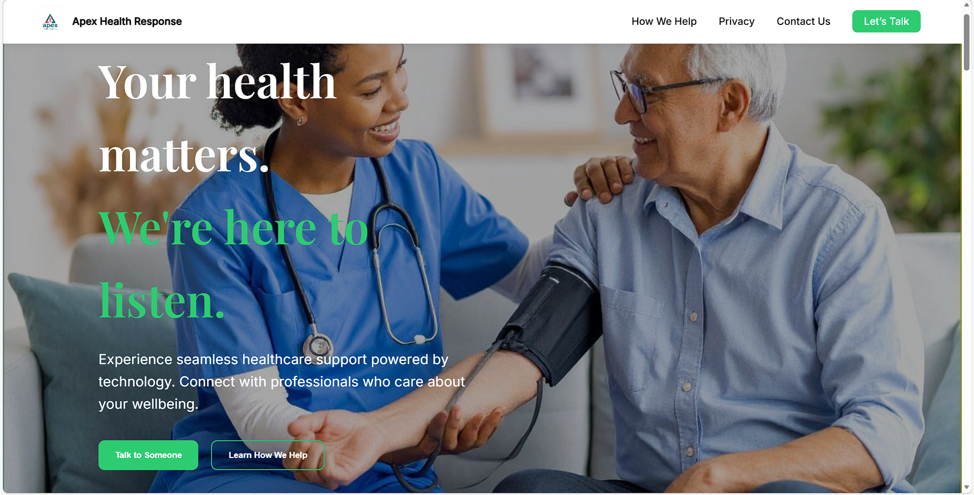 Apex Health Response website preview