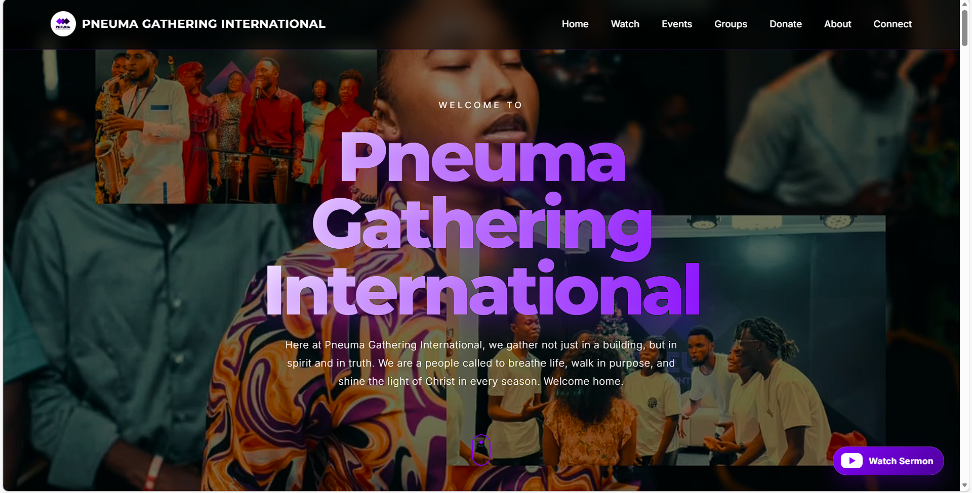 Pneuma Gathering website preview
